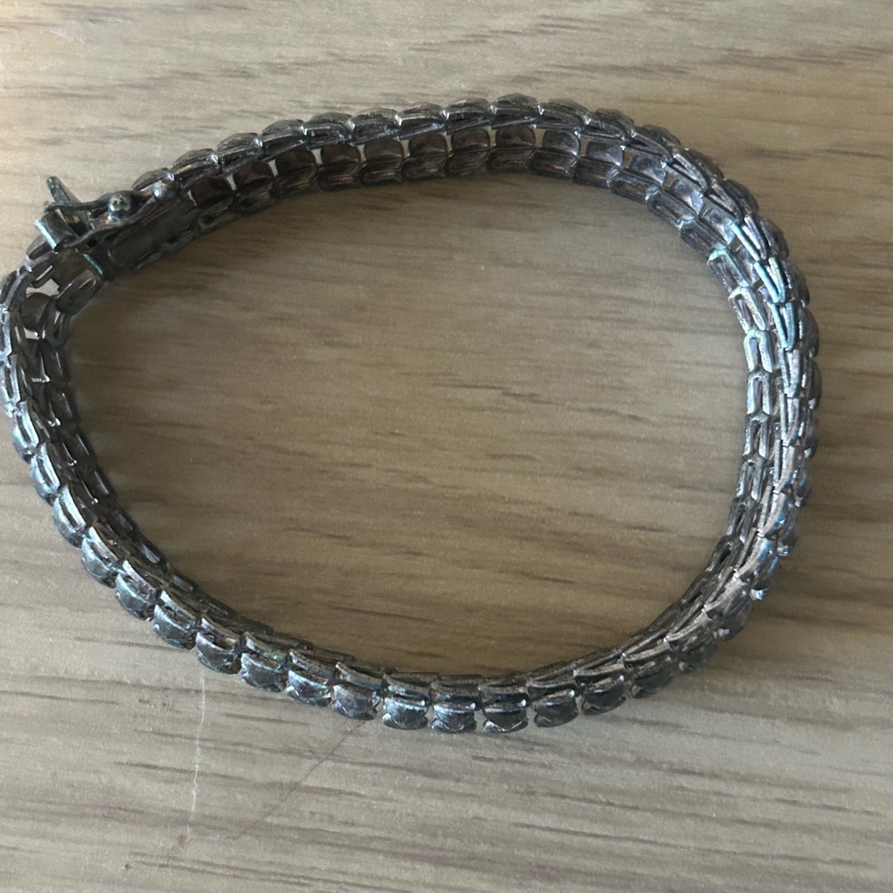 Silver Textured Bangle Bracelet